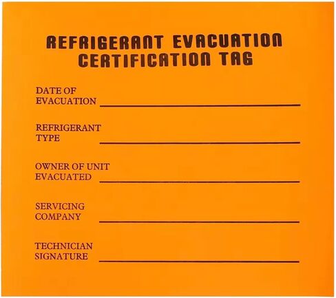 Refrigeration Evacuation Recover Cerification Tag Stickers 30 Pack in Saudi Arabia