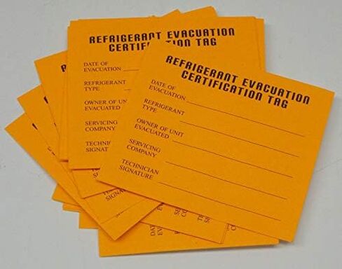 Refrigeration Evacuation Recover Cerification Tag Stickers 30 Pack in Saudi Arabia