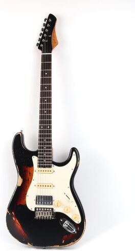 Fojill FSTR-60 Heavy Relic Solid Body Electric Guitar Roasted Canadian Maple Neck Real Rosewood Fretboard Fingerboard Elm Body Stainless Fret(Black) in Kuwait