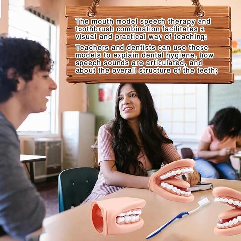 Mouth Puppet with Tongue Teeth for Speech Therapy Soft Silicone Giant Teeth Demonstration Model Brushing Oral Model（1pc Mouth Puppet+1pc Toothbrush) in Kuwait