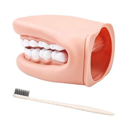 Mouth Puppet with Tongue Teeth for Speech Therapy Soft Silicone Giant Teeth Demonstration Model Brushing Oral Model（1pc Mouth Puppet+1pc Toothbrush) in Kuwait