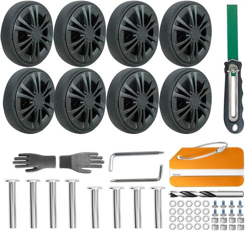 عجلات بديلة لحقيبة الأمتعة بقطر 2.11 بوصة (53.5 مم) 8 قطع بسمك 0.45 بوصة (11.5 مم) حقيبة كتم مقاومة للاهتراء، أدوات إصلاح عجلات دوارة مطاطية لصندوق السفر بعجلات in Kuwait