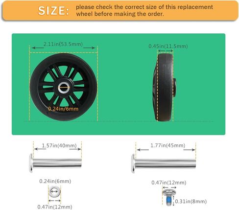 عجلات بديلة لحقيبة الأمتعة بقطر 2.11 بوصة (53.5 مم) 8 قطع بسمك 0.45 بوصة (11.5 مم) حقيبة كتم مقاومة للاهتراء، أدوات إصلاح عجلات دوارة مطاطية لصندوق السفر بعجلات in Kuwait