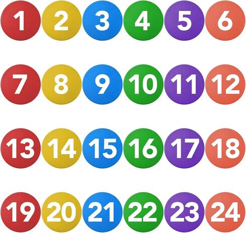 24 Pack Numbered Non-Slip Spot Markers - 7.6 Inch Agility Dots, Flat PVC Floor Dots with Anti-Slip Back for Sports Training, Gym, Football, Basketball Drills - 6 Colors in Saudi Arabia