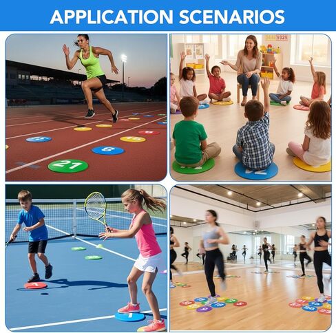 24 Pack Numbered Non-Slip Spot Markers - 7.6 Inch Agility Dots, Flat PVC Floor Dots with Anti-Slip Back for Sports Training, Gym, Football, Basketball Drills - 6 Colors in Saudi Arabia