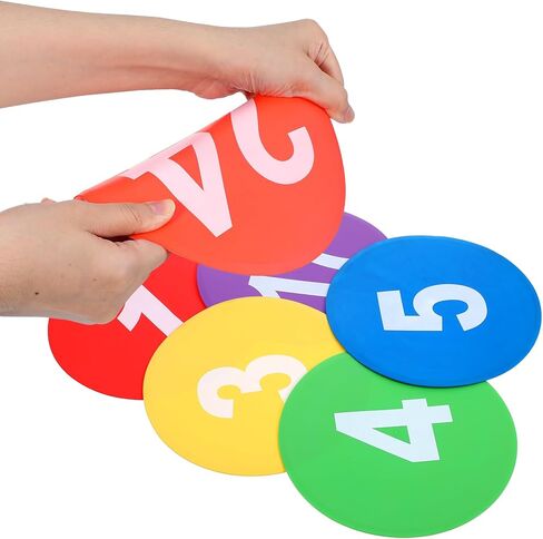 24 Pack Numbered Non-Slip Spot Markers - 7.6 Inch Agility Dots, Flat PVC Floor Dots with Anti-Slip Back for Sports Training, Gym, Football, Basketball Drills - 6 Colors in Saudi Arabia