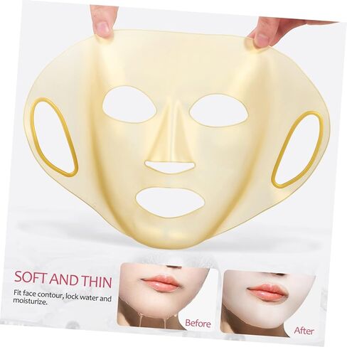 3 Pcs Reusable Silicone Face Mask Cover with Ear Hooks Fit Moisturizing Mask Holder for Salon and Personal Skin Care Prevents Slipping and Evaporation White and Gold in Saudi Arabia