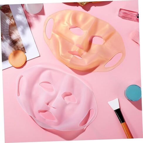 3 Pcs Reusable Silicone Face Mask Cover with Ear Hooks Fit Moisturizing Mask Holder for Salon and Personal Skin Care Prevents Slipping and Evaporation White and Gold in Saudi Arabia