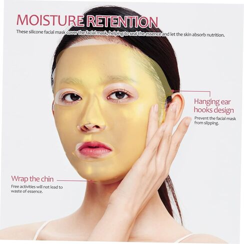 3 Pcs Reusable Silicone Face Mask Cover with Ear Hooks Fit Moisturizing Mask Holder for Salon and Personal Skin Care Prevents Slipping and Evaporation White and Gold in Saudi Arabia