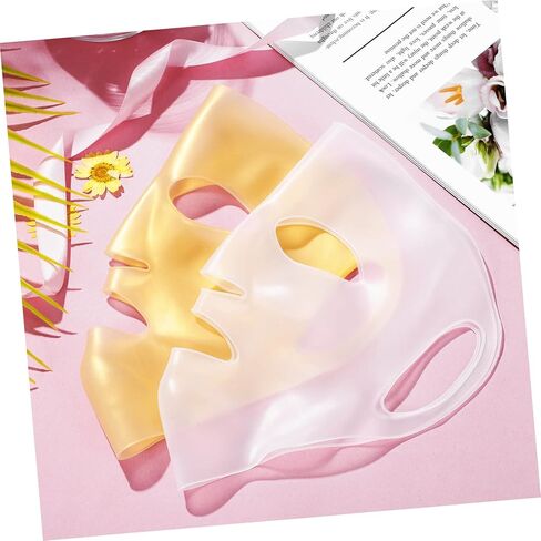 3 Pcs Reusable Silicone Face Mask Cover with Ear Hooks Fit Moisturizing Mask Holder for Salon and Personal Skin Care Prevents Slipping and Evaporation White and Gold in Saudi Arabia