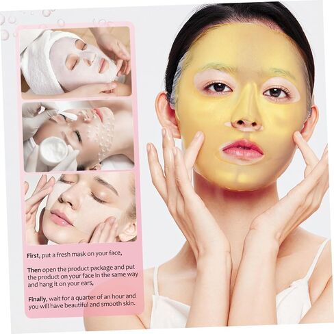 3 Pcs Reusable Silicone Face Mask Cover with Ear Hooks Fit Moisturizing Mask Holder for Salon and Personal Skin Care Prevents Slipping and Evaporation White and Gold in Saudi Arabia