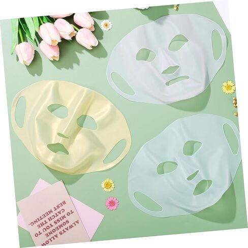 3 Pcs Reusable Silicone Facial Mask Covers Fit with Hanging Ear Design Prevent Essence Evaporation Comfortable Skin Care Tool for Women Spa and Sheet Masks in Saudi Arabia