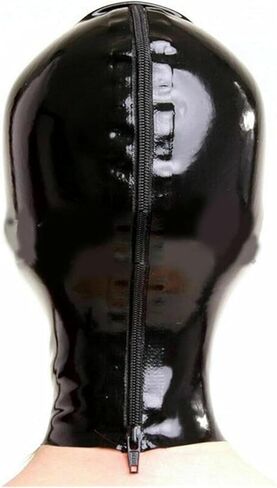 Latex Hood Full Face Mask with Nasal and Oral Tubes Back Zipper Party Fetish for Club Wear Unisex in Saudi Arabia