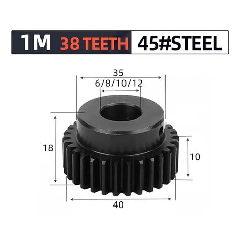 1Pcs 1Modulus 38Teeth Spur Gear Inner Hole is 6/8/10/12/mm 45# Steel Major Gear(8mm) in Saudi Arabia