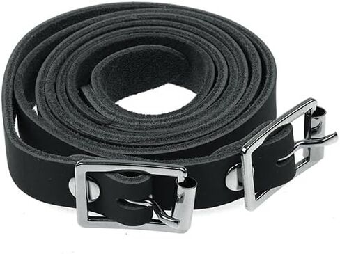 English Leather Spur Straps - 20 Inch PU Leather Horse Riding Straps with Alloy Buckles, Adjustable Boot Straps, Black or Brown in Kuwait