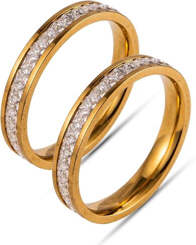 2-Pack 18K Gold Plated Stacking Rings for Oura Ring Gen 4/Gen 3, Cubic Zirconia Simulated Diamond Rings for Women men in Kuwait