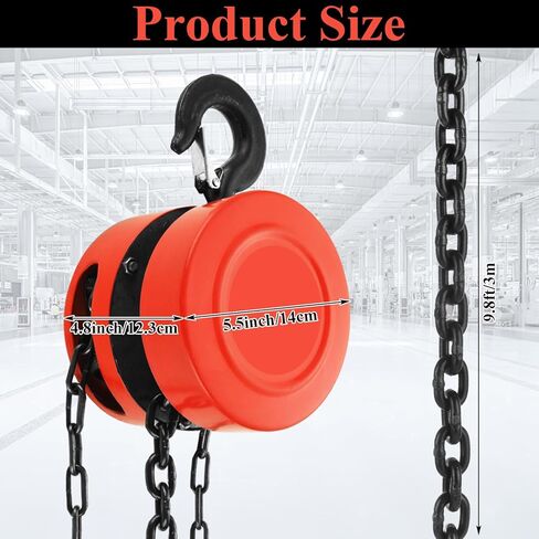 Chain Hoist 1 Ton 2200 lb Capacity 10 ft Manual Chain Hoist with G80 Load Chain, Chain Fall Hoist for Warehouse Building Automotive Machinery, Red in Saudi Arabia