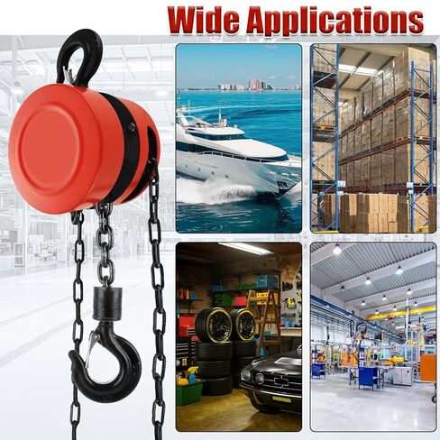 Chain Hoist 1 Ton 2200 lb Capacity 10 ft Manual Chain Hoist with G80 Load Chain, Chain Fall Hoist for Warehouse Building Automotive Machinery, Red in Saudi Arabia