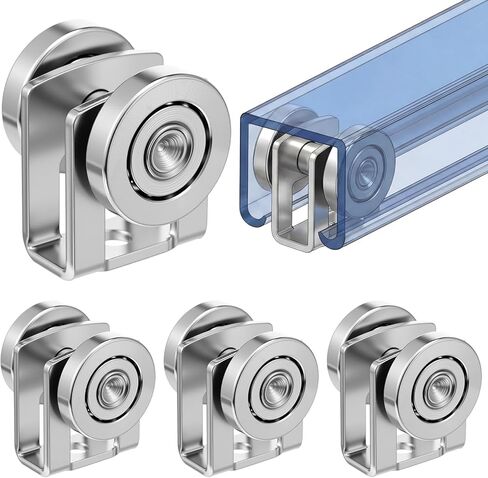 Fumete 4 Pack 2 Wheel Trolley Assembly Rollers Light Duty for 1-5/8" High Strut Channel Heavy Duty Steel Dual Wheel Roller with Ball Bearings Zinc Plated with M6 Mounting Hole 1000 lb Capacity in Kuwait