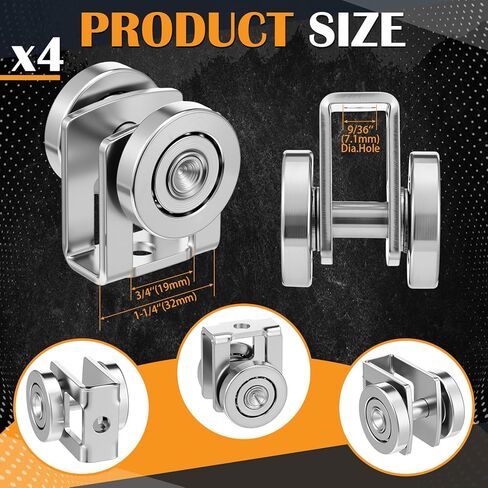 Fumete 4 Pack 2 Wheel Trolley Assembly Rollers Light Duty for 1-5/8" High Strut Channel Heavy Duty Steel Dual Wheel Roller with Ball Bearings Zinc Plated with M6 Mounting Hole 1000 lb Capacity in Kuwait