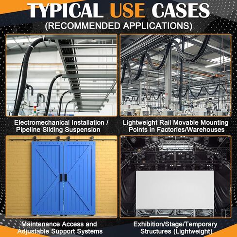 Fumete 4 Pack 2 Wheel Trolley Assembly Rollers Light Duty for 1-5/8" High Strut Channel Heavy Duty Steel Dual Wheel Roller with Ball Bearings Zinc Plated with M6 Mounting Hole 1000 lb Capacity in Kuwait