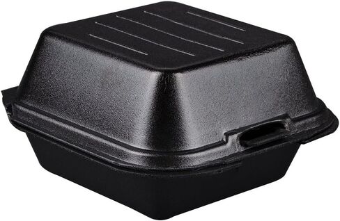 Genpak SN225-3L Black Foamed Hinged Lid Large Sandwich Container 5.6 X 5.75 X 3.26 | 500/Case in Kuwait