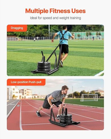 Professional Strength Training Sled, 276.6 lbs Capacity & Multi-Surface Design, Compatible with Standard Weight Plates for Home Gym & Athletic Conditioning ﻿ in Kuwait