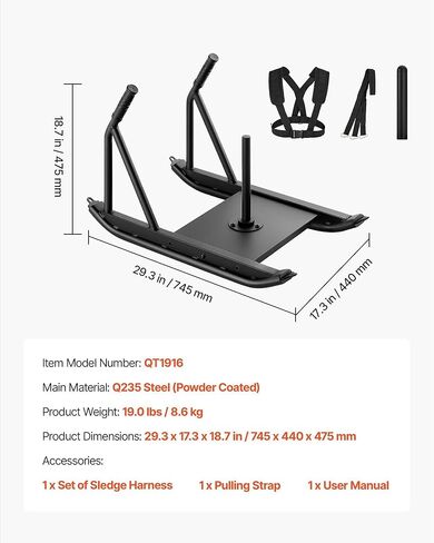 Professional Strength Training Sled, 276.6 lbs Capacity & Multi-Surface Design, Compatible with Standard Weight Plates for Home Gym & Athletic Conditioning ﻿ in Kuwait