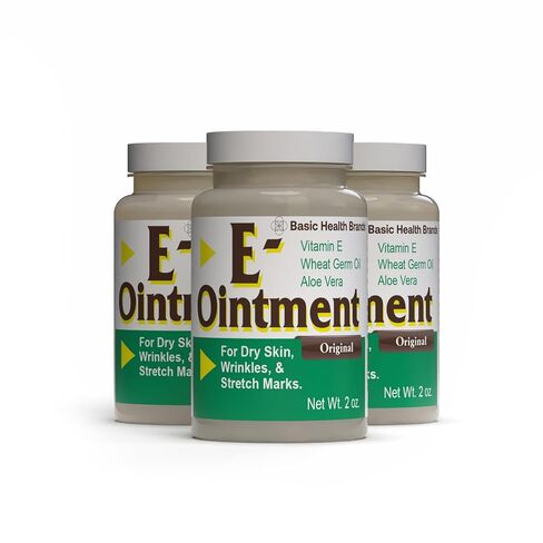 Basic Organics - Basic Brands - Vitamin E Ointment - 2 oz - Moisture Enhancing - Can Help Reduce Appearance of Scars, Stretch Marks, Fine Lines & Wrinkles - Pack of 3 in Saudi Arabia