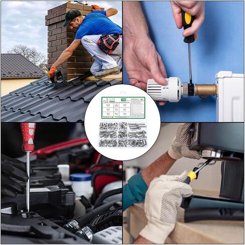 160 Pcs M6 Screws Set, Countersunk Bolts and Nuts Set, Flat Head Machine Screws Nuts and Bolts Set with Washers, Cross Head Screw Assortment Kit(M6, Silver) in Kuwait