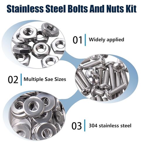700 PCS Screws Bolts and Nuts Assortment Kit #4-40#6-32#8-32#10-24 304 Stainless Steel,Phillips pan Head Screws. Bolts, Nuts and Flat washers Set with Storage Box in Saudi Arabia