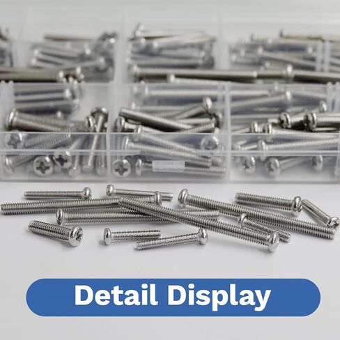 186 Pcs M3 M4 Machine Screw Assortment Kit, Phillips Pan Head Machine Screws & Stainless Steel Bolts for Mounting Wall Plate, Switch, Electrical Panel & Outlet Cover in Saudi Arabia