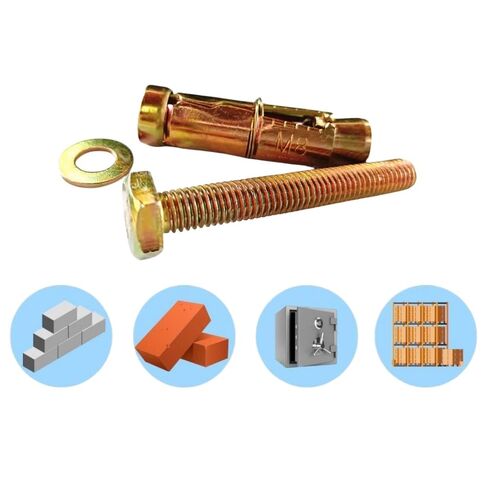 10 Pcs M8 x 60mm Heavy Duty Anchor Bolts – Expansion Screws & Hex Sleeves for Concrete, Brick & Masonry Walls, Durable Carbon Steel Wall Fixings for Secure Installation in Kuwait
