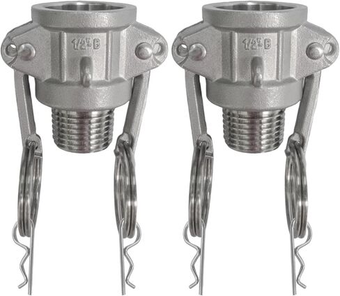 2 قطعة 304 الفولاذ المقاوم للصدأ نوع B تركيبات Camlock 2 "أنثى مقرنة ذكر NPT موصل الموضوع مع حلقة حشية مختومة لأنظمة السوائل الزراعية/الصناعية كام قفل كام الأخدود المناسب in Kuwait