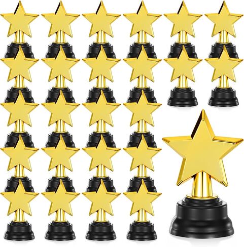 24 Pack Mini Star Trophy Awards Bulk, Gold Trophies Awards, Plastic Trophy for Party Favors, Winner Competitions Rewards, Game Prize for Sports Events, Party Decorations(3.5 Inch) in Saudi Arabia