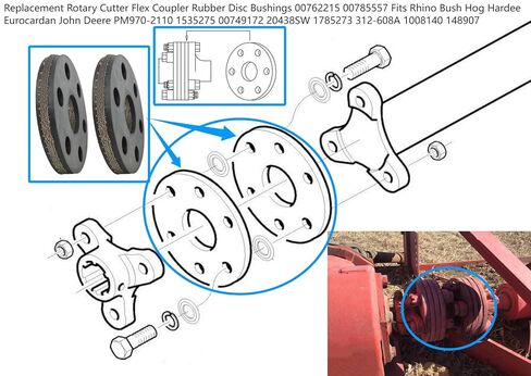 Replacement Rotary Cutter Flex Coupler Rubber Disc Pad 00762215 00785557 Fits Rh Bu-Ho EU JD PM970-2110 1535275 00749172 20438SW 1785273 312-608A 1008140 148907(2pack) in Saudi Arabia