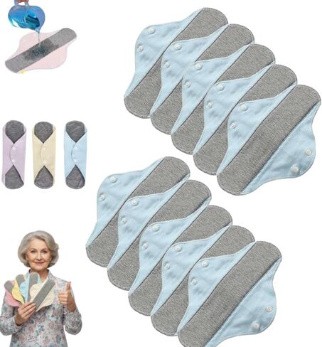 12 Pack Reusable Incontinence Pads, Leak-Proof & Waterproof Menstrual Pads, Washable Incontinence Pad with Graphene Technology, Comfortable Breathable Fabric for Women Elderly (Multicolor 12pcs) in Saudi Arabia