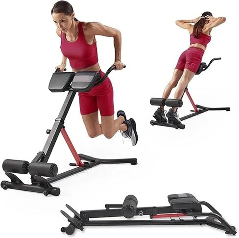 Roman Chair Hyperextension Bench Sunny Fitness Adjustable Roman Chair for Home Gym, Folding Hyperextension Bench with Back Extension for Glute in Kuwait