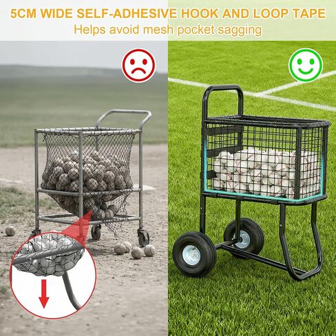 عربة البيسبول Tredre ذات العجلات - تحمل أكثر من 300 كرة بيسبول أو 150 كرة لينة، وعجلات لجميع التضاريس مقاس 10.5 بوصة، وعربة نقل الكرة ذات سعة كبيرة للتدريب ويوم اللعب والحقول in Kuwait