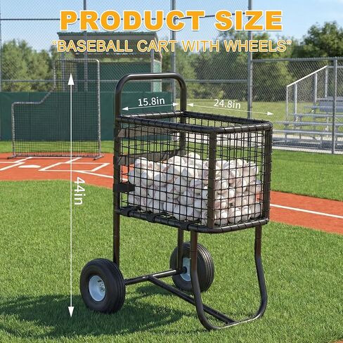 عربة البيسبول Tredre ذات العجلات - تحمل أكثر من 300 كرة بيسبول أو 150 كرة لينة، وعجلات لجميع التضاريس مقاس 10.5 بوصة، وعربة نقل الكرة ذات سعة كبيرة للتدريب ويوم اللعب والحقول in Kuwait