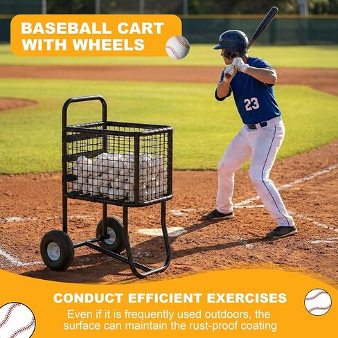 عربة البيسبول Tredre ذات العجلات - تحمل أكثر من 300 كرة بيسبول أو 150 كرة لينة، وعجلات لجميع التضاريس مقاس 10.5 بوصة، وعربة نقل الكرة ذات سعة كبيرة للتدريب ويوم اللعب والحقول in Kuwait