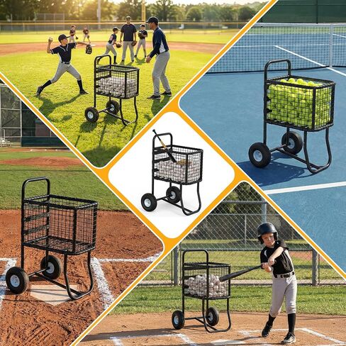 عربة البيسبول Tredre ذات العجلات - تحمل أكثر من 300 كرة بيسبول أو 150 كرة لينة، وعجلات لجميع التضاريس مقاس 10.5 بوصة، وعربة نقل الكرة ذات سعة كبيرة للتدريب ويوم اللعب والحقول in Kuwait