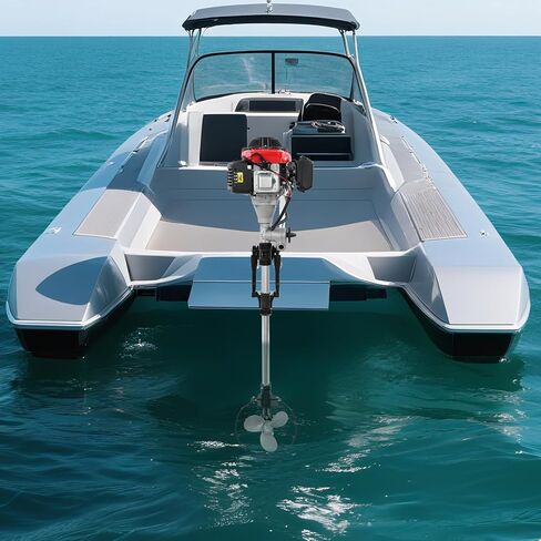 4.0 HP 4 Stroke Outboard Motor Boat Engine, 53.2cc 3-blade Propeller Marine Boat Engine Motor w/Air Cooling System & Manual Pull Start & Shade for Inflatable Fishing Boats Yachts Water Sport Tools in Kuwait