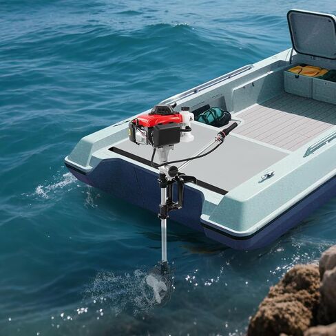 4.0 HP 4 Stroke Outboard Motor Boat Engine, 53.2cc 3-blade Propeller Marine Boat Engine Motor w/Air Cooling System & Manual Pull Start & Shade for Inflatable Fishing Boats Yachts Water Sport Tools in Kuwait