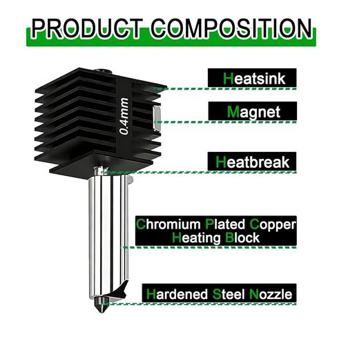 2 Pack A1 Mini & A1 Hotend Kit, 0.4mm Hardened Steel Nozzle, High-Temperature Print Head Extruder Replacement for Bambu Lab A1/A1 Mini 3D Printer, Includes 2PCS Silicone Cover Socks & Wrench in Saudi Arabia