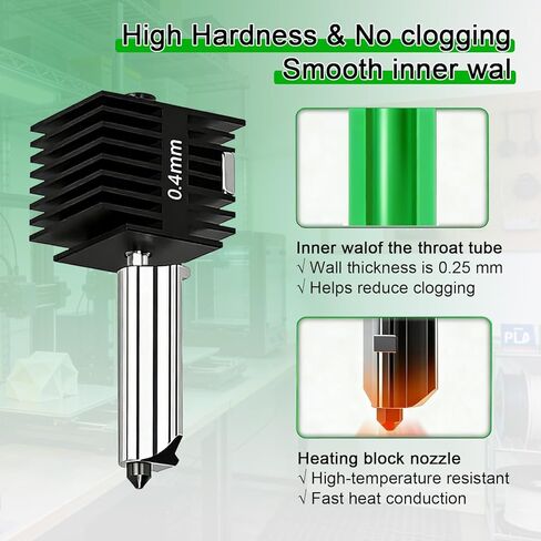 2 Pack A1 Mini & A1 Hotend Kit, 0.4mm Hardened Steel Nozzle, High-Temperature Print Head Extruder Replacement for Bambu Lab A1/A1 Mini 3D Printer, Includes 2PCS Silicone Cover Socks & Wrench in Saudi Arabia