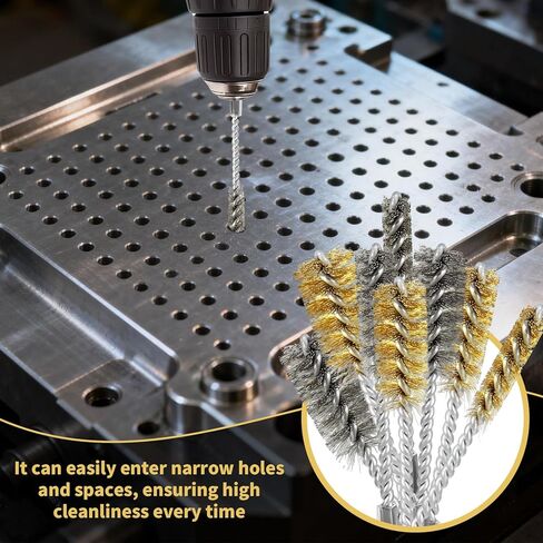 مجموعة فرش تجويف مكونة من 8 قطع - فرشاة سلكية طويلة من الفولاذ المقاوم للصدأ والنحاس 304 مع ساق سداسية و304 قلب ملتوي للأنبوب العميق والمنفذ والمحمل وتنظيف الفتحات الصغيرة، تناسب مثاقب الطاقة (3/8 بوصة 1/2 بوصة 3/4 بوصة 7/8 بوصة) in Kuwait