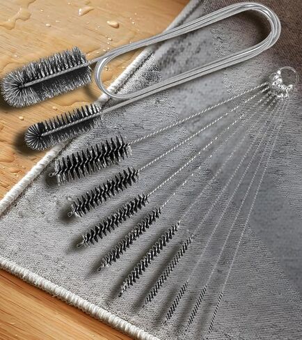 10 Pcs Flexible Drain Brush Straw Cleaner Brush Set,Pipe Cleaners Brush,61Inch Stainless Steel Double-Ended Hose Brush 8.2Inch Nylon Long Tube Cleaning Brush for Home Kitchen Sink Plumbing in Saudi Arabia
