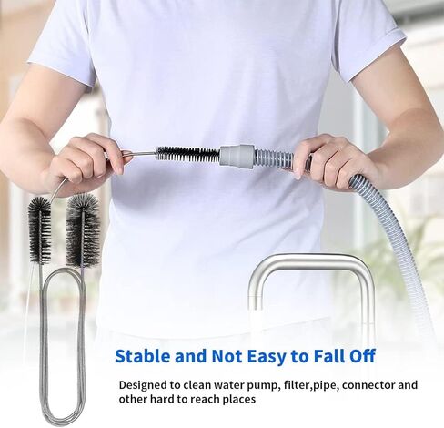 10 Pcs Flexible Drain Brush Straw Cleaner Brush Set,Pipe Cleaners Brush,61Inch Stainless Steel Double-Ended Hose Brush 8.2Inch Nylon Long Tube Cleaning Brush for Home Kitchen Sink Plumbing in Saudi Arabia