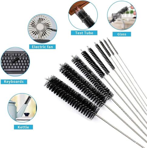 10 Pcs Flexible Drain Brush Straw Cleaner Brush Set,Pipe Cleaners Brush,61Inch Stainless Steel Double-Ended Hose Brush 8.2Inch Nylon Long Tube Cleaning Brush for Home Kitchen Sink Plumbing in Saudi Arabia